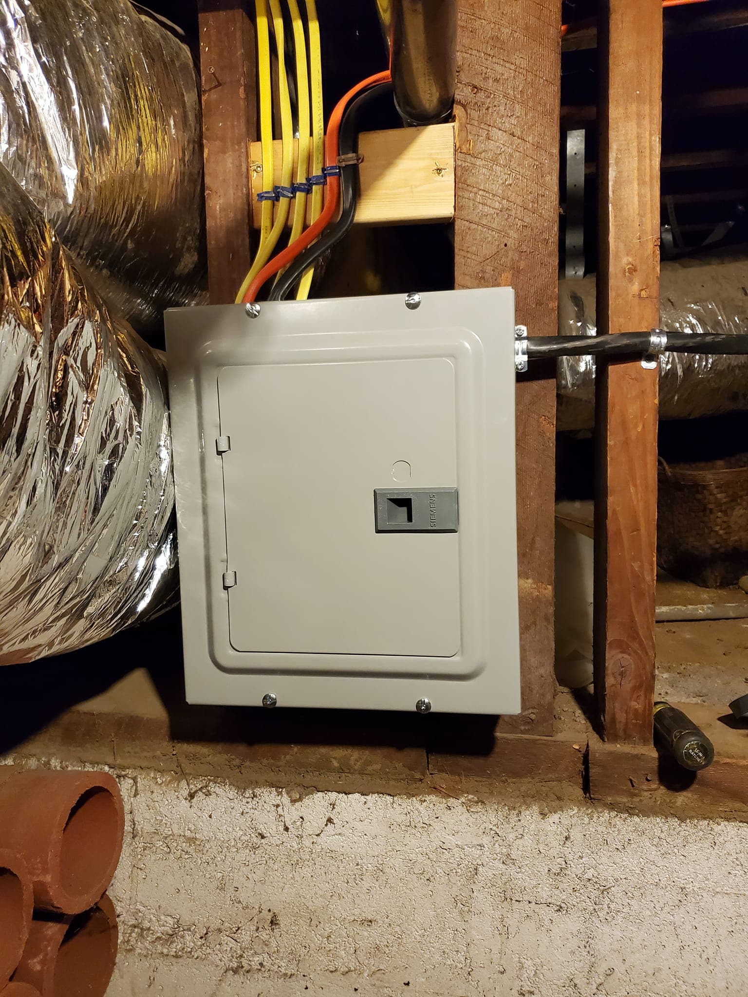 New Siemens sub-panel installed on permitted electrical rough-in