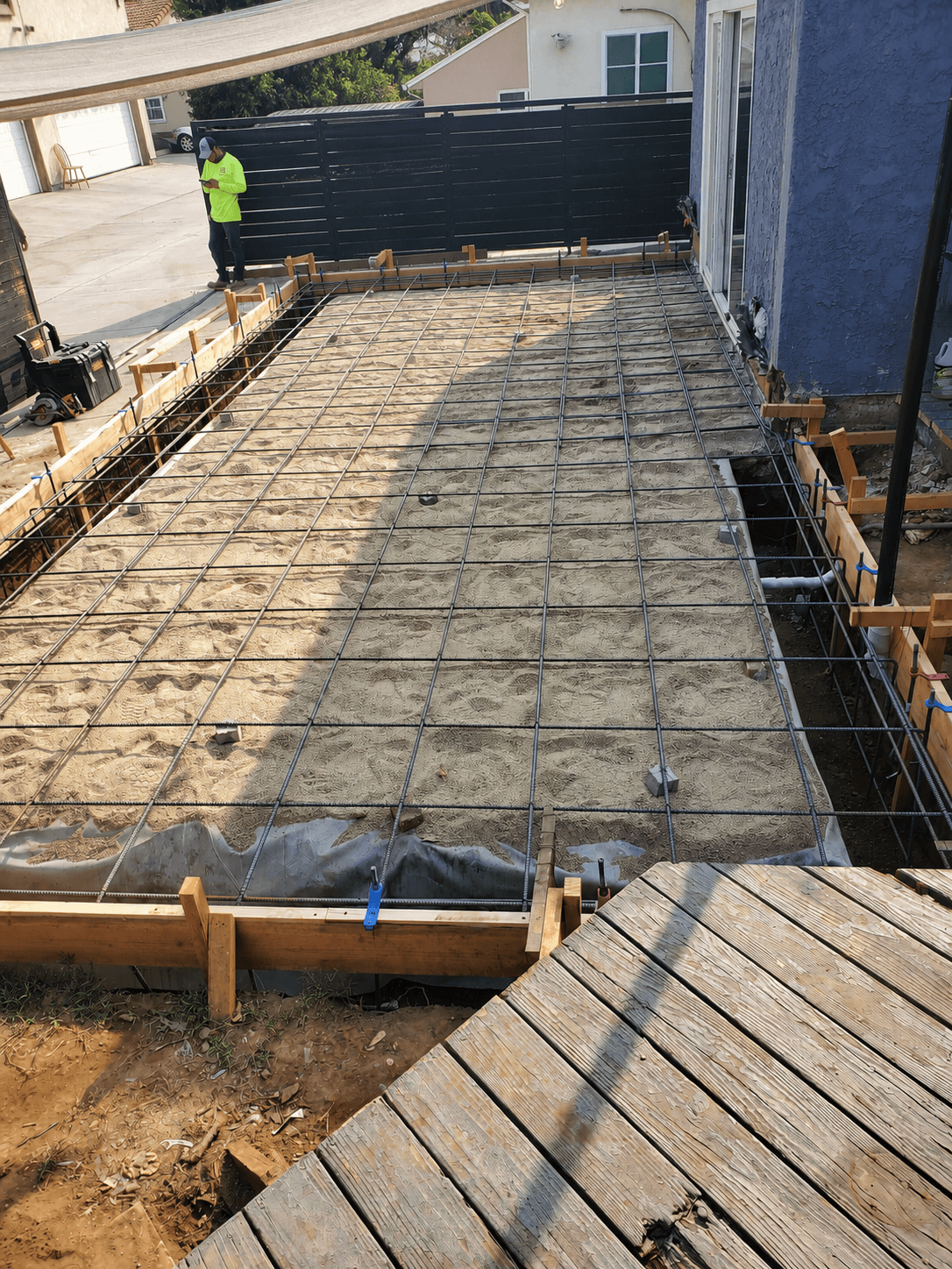 Rebar-laid foundation slab ready for concrete pour, inspection passed in Alhambra