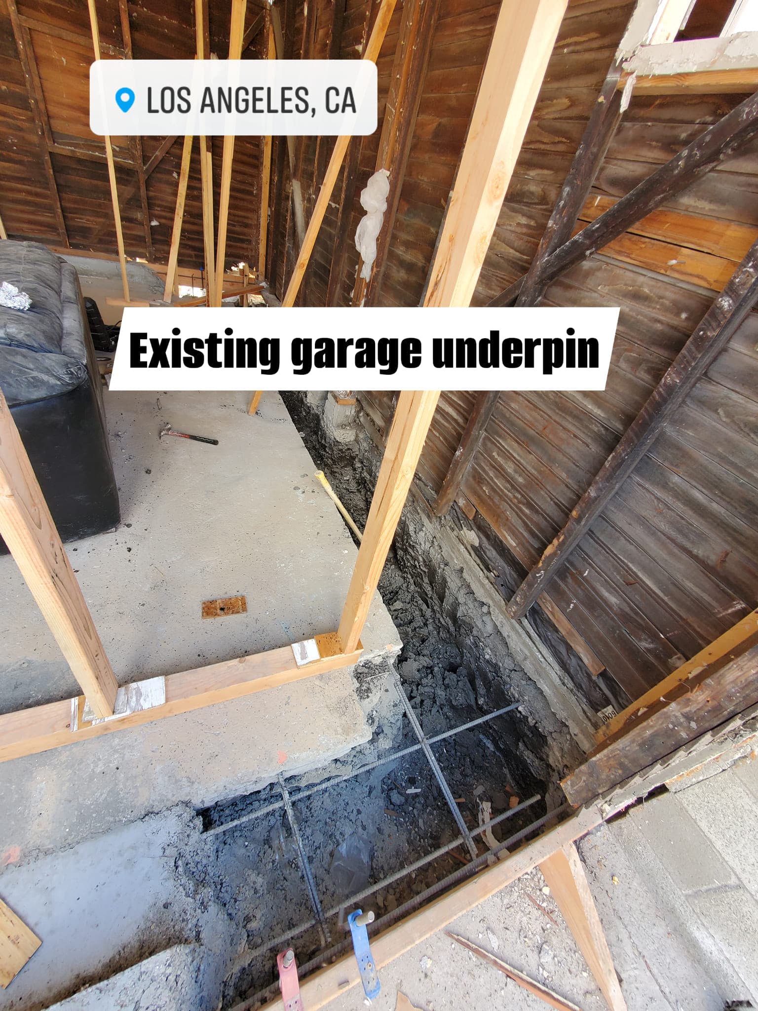 Garage underpinning project in Los Angeles